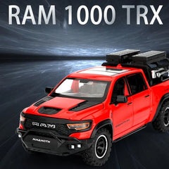 1/32 Dodge RAM MAMMOTH Pickup Toy Car Miniature Diecast Metal Off Road Vehicle Model Pull Back Sound Light Collection Gift Boy