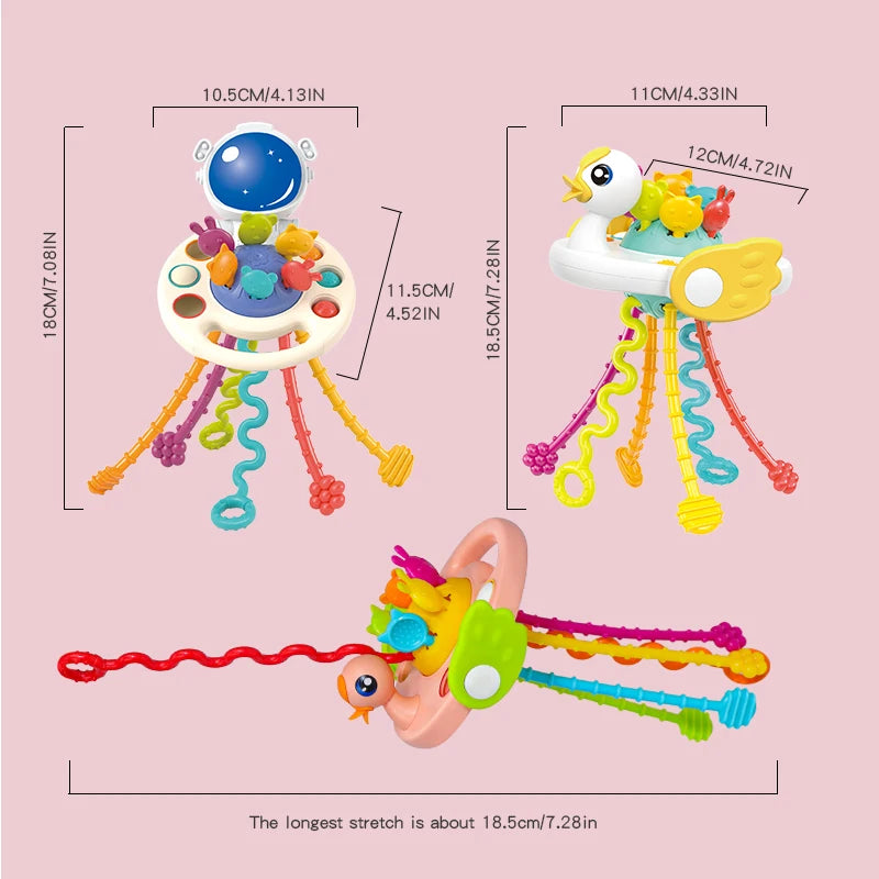 Cartoon Duck Pull String  Activity Development Silicone Toys