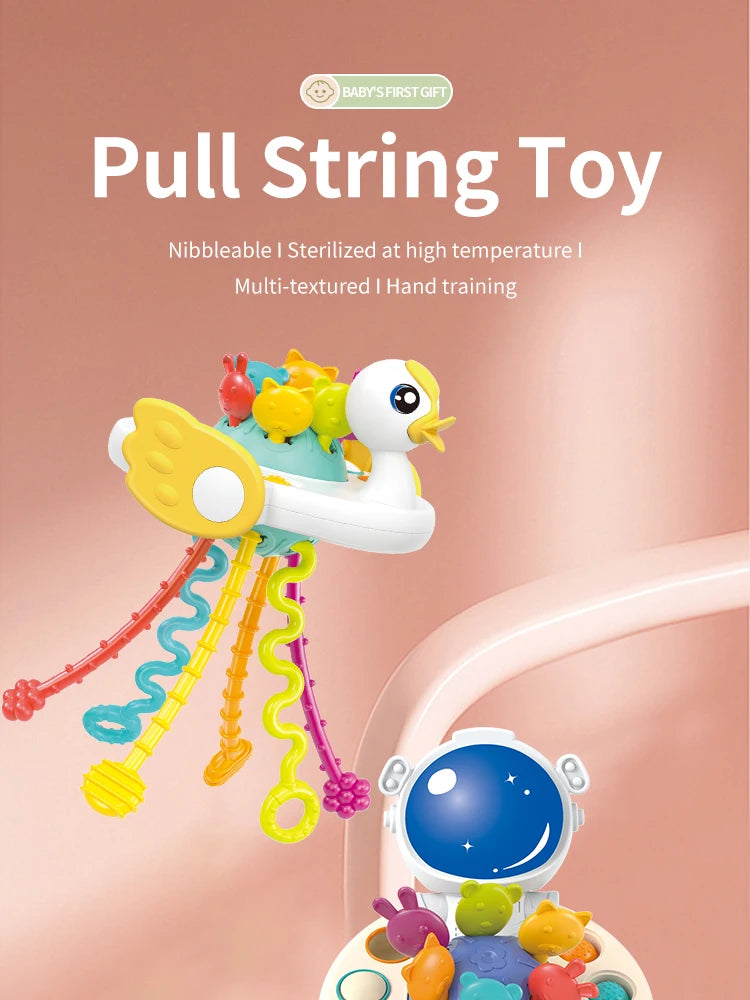 Cartoon Duck Pull String  Activity Development Silicone Toys