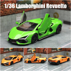 1/36 Lamborghini Revuelto HPEV Super Toy Car For Children RMZ City Diecast Metal Miniature Model Pull Back Collection Gift Boy