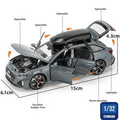 1/32 Audi RS6 Miniature Diecast Toy Car Model Sound & Light Doors Openable Educational Collection Gift for Children Boy Kid