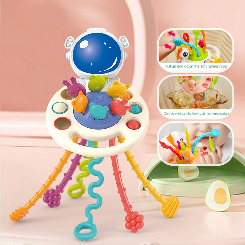 Cartoon Duck Pull String  Activity Development Silicone Toys