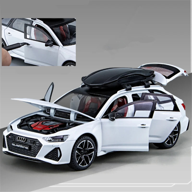 1/24 Audi RS6 Avant Station Wagon Alloy Car Model Diecast Metal Toy Vehicles Car Model Simulation Sound and Light Kids Toys Gift