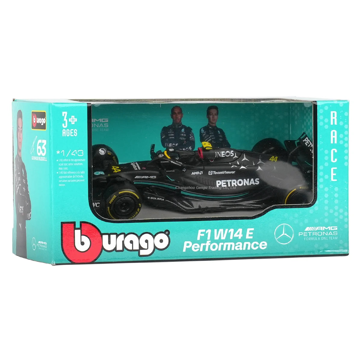 Bburago 1:43 Mercedes AMG 2023 W14 E Performance F1 Formula Car Die Cast Vehicles Collectible Model Racing Toys