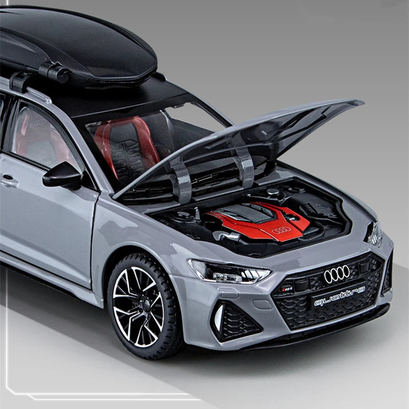 1/24 Audi RS6 Avant Station Wagon Alloy Car Model Diecast Metal Toy Vehicles Car Model Simulation Sound and Light Kids Toys Gift