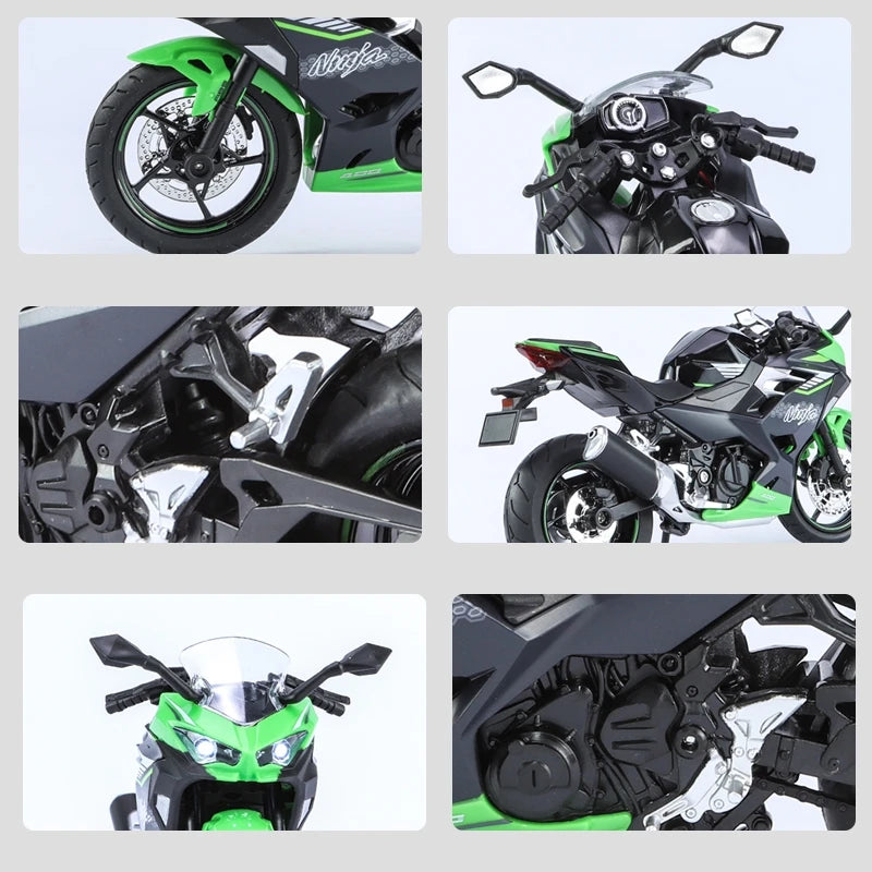 1/12 KAWASAKI Ninja 400 Toy Motorcycle Miniature Diecast Metal Model 1:12 Super Sport Sound & Light Collection Gift For Boy Kid